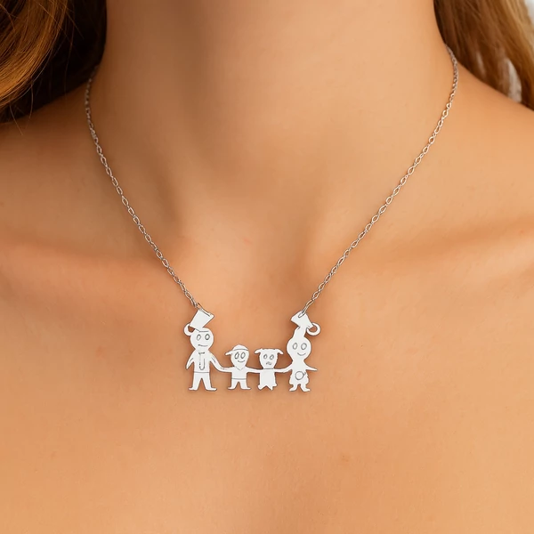 Acél család nyaklánc nyakban