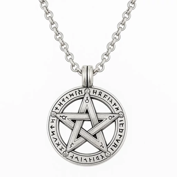 Ezüst színű Odaát pentagram nyaklánc