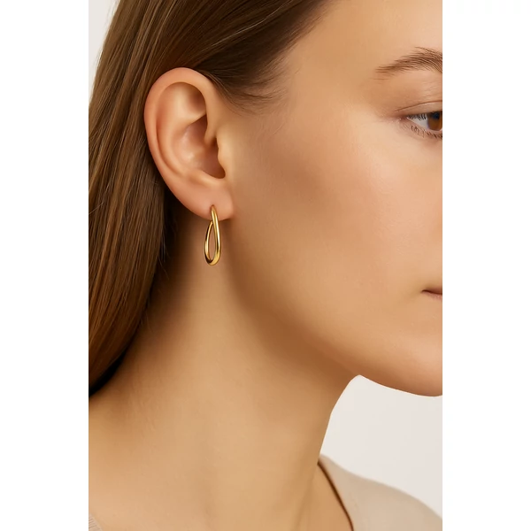 Minimalista arany színű acél fülbevaló 2