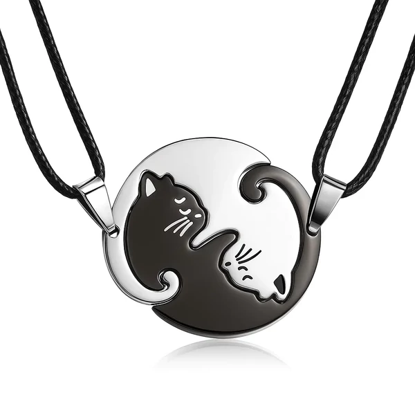 Acél bújó macskák páros nyaklánc rozsdamentes acélból