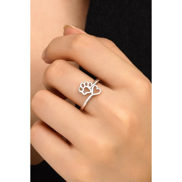 Kutya tappancsos gyűrű ezüst