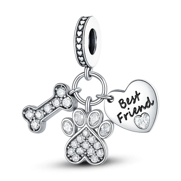 Három medálos kutyás Pandora stílusú medál