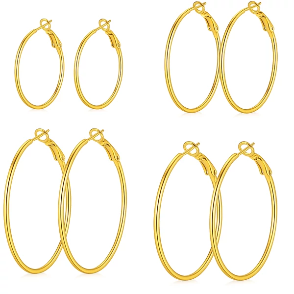 4 pár aranyozott acél karika fülbevaló