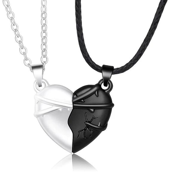 Ezüstözött mágneses páros szíves nyaklánc