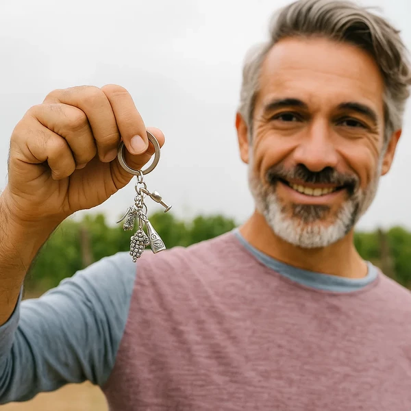 Borász kulcstartó kézben