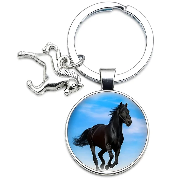 Kétmedálos lovas kulcstartó