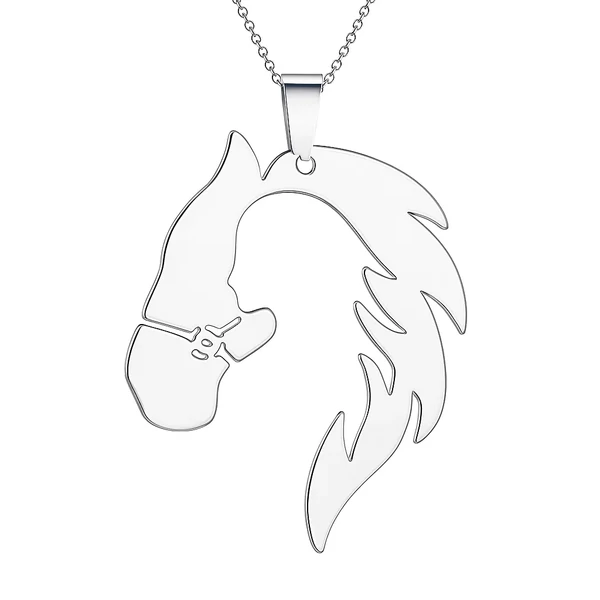 Acél lovas nő nyaklánc