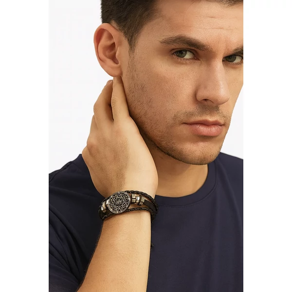 Bőr Slipknot karkötő kézen