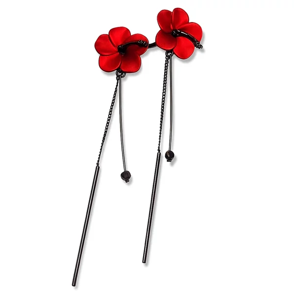 Bordó virágos lógós fülbevaló