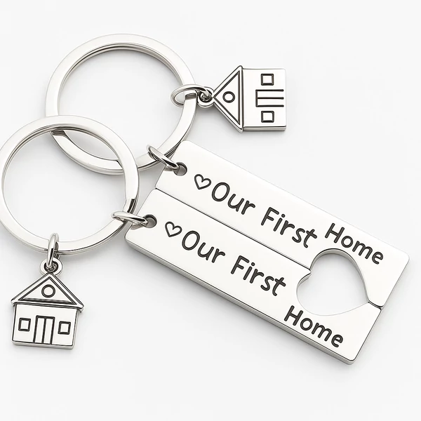 Acél páros kulcstartó első otthonhoz
