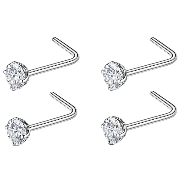 Acél orr piercing szett cirkon kővel