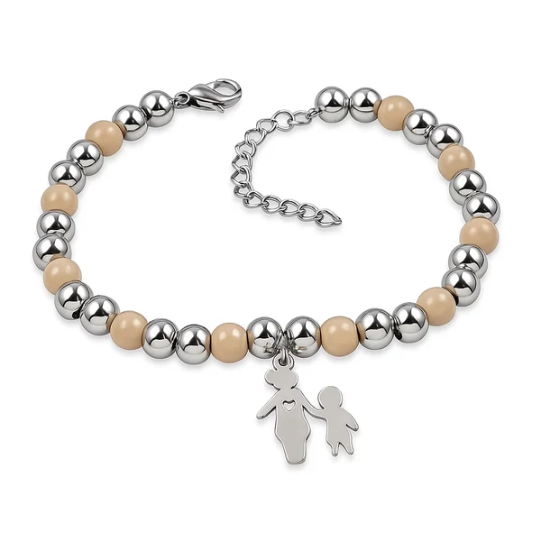 Acél anya gyermekével karkötő