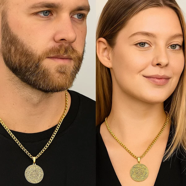 Acél "A Hét Arkangyal" nyaklánc (arany) modelleken