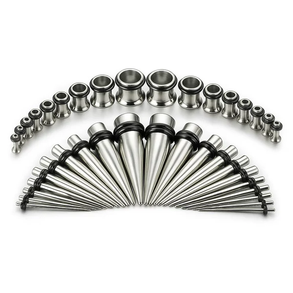 18 db-os acél fültágító szett