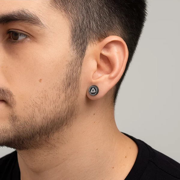 Acél Valknut viking fülbevaló (fekete)