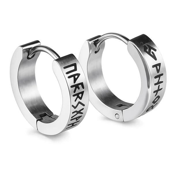 Acél viking Rúna fülbevaló