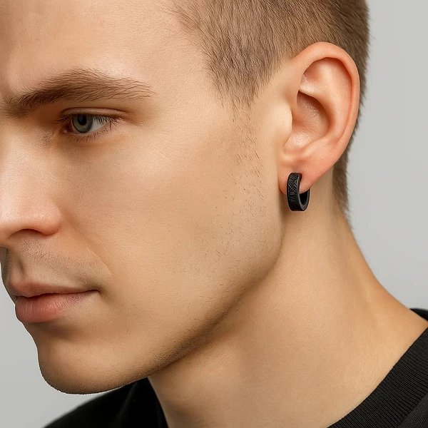 Acél viking Rúna fülbevaló (fekete)