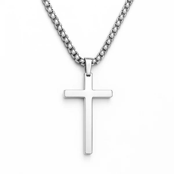 Acél kereszt nyaklánc (ezüst színű)