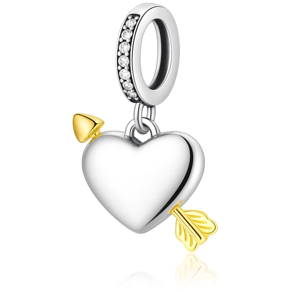 Átszúrt szíves Pandora stílusú medál